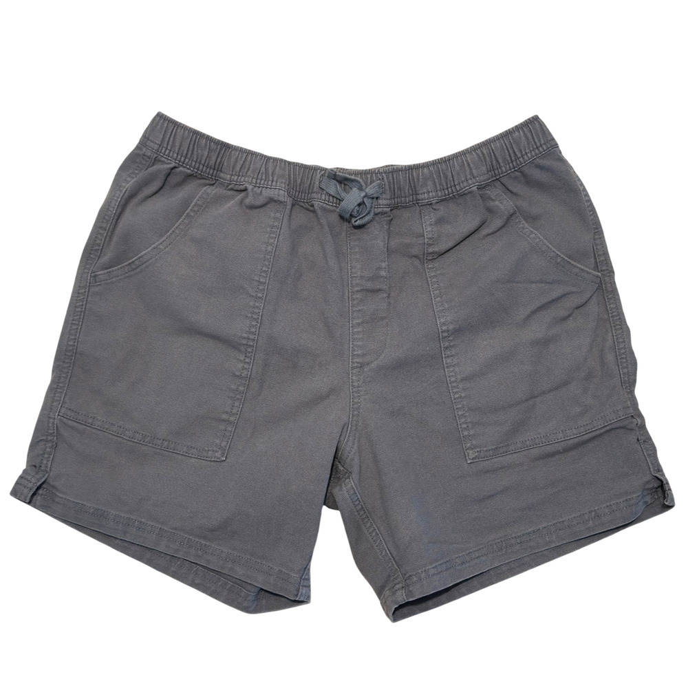 Katin Canvas Shorts Mens L Gray Pull On Drawstring Cotton Pockets Utility Summer